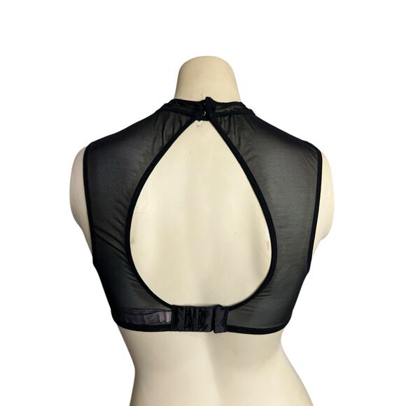 Victoria's Secret Dream Angels Lined Plunge Bra Black Lace High Neck Collar 34C - Picture 4 of 7